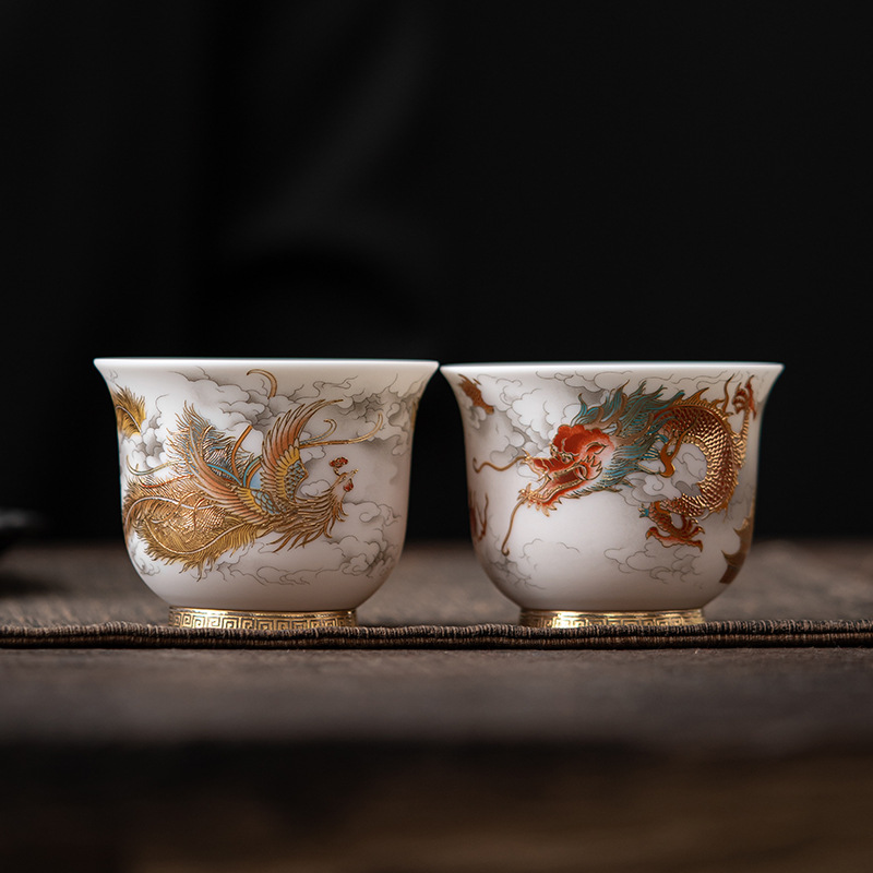 Cốc trà sứ trắng ngọc bích mỡ cừu cốc chủ nhân chuyên dụng cá nhân cao cấp cốc đơn chén trà chén trà cốc cặp gốm sứ cao cấp