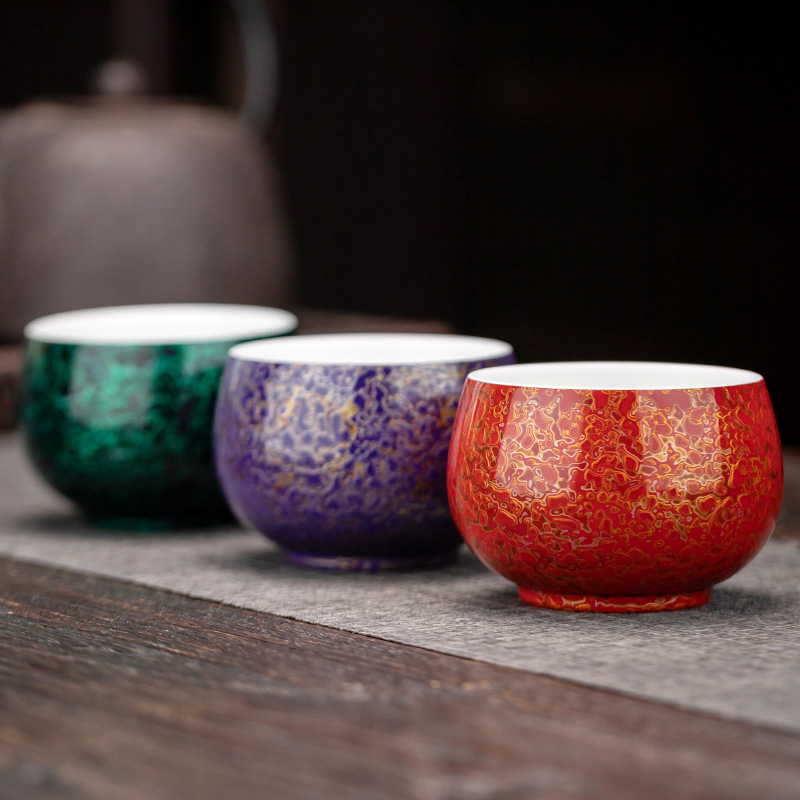 Bộ ấm chén trà Suyuan Lacquerware, chất liệu sơn mài Phúc Châu, kiểu da tê giác, làm thủ công, chén trà Dehua, chất liệu ngọc béo cừu, sứ trắng cao cấp, hộp quà tặng