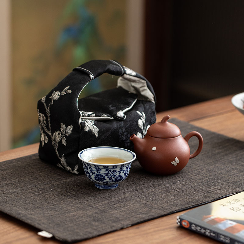 Bộ ấm chén trà Kung Fu bằng bạc tím, du lịch ngoài trời, quà tặng cho người lớn tuổi