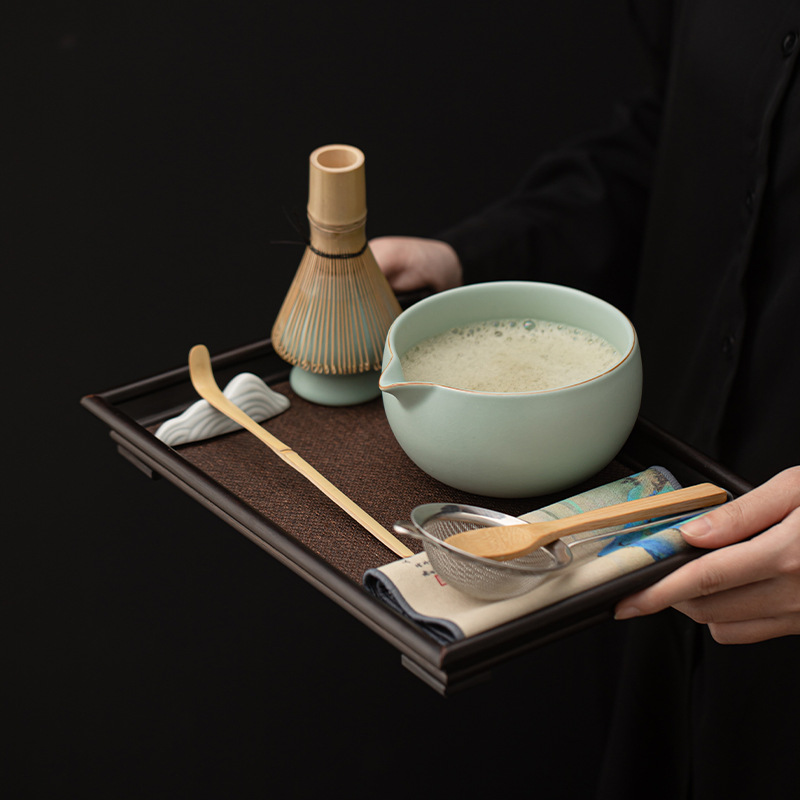 Bộ trà Matcha Ru Kiln mở bình trà gốm đứng bát matcha đặt trà đạo kiểu Nhật dụng cụ trộn trà Baixi
