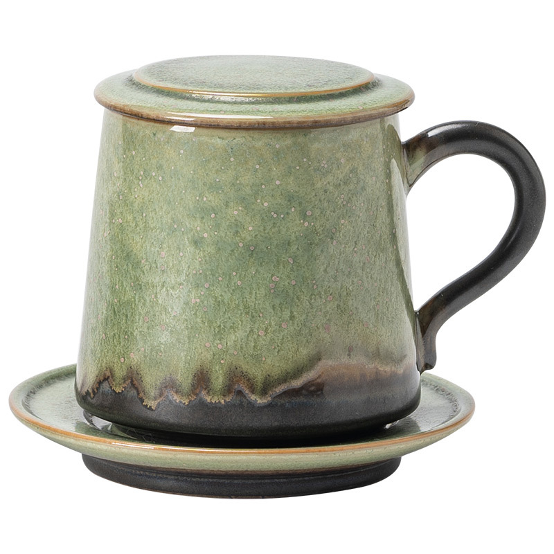 Cốc gốm biến đổi lò có nắp tách trà tách trà cốc pha trà có đĩa cốc nước văn phòng cá nhân LOGO