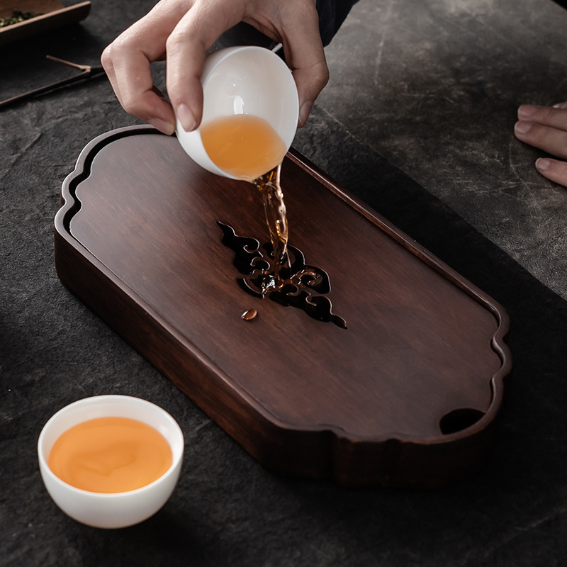 Khay pha khô tre nặng kiểu trữ nước dụng cụ pha trà kungfu bàn trà nhỏ khay trà tre đơn giản giá bán buôn