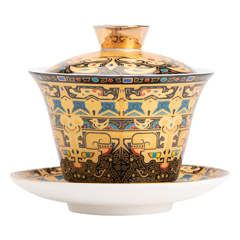 Bát có nắp treo có thể xoay Thangka Bát pha trà tam tài gia dụng cao cấp