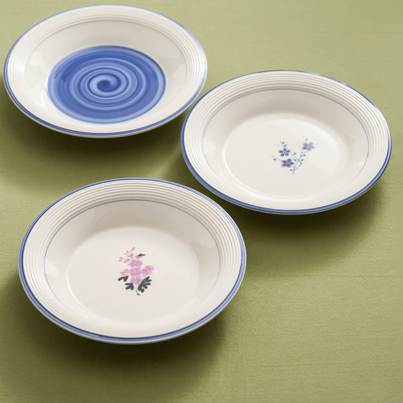 Đĩa 10 inch gốm sứ màu xanh sữa chua, đĩa gia dụng, đĩa tròn, nhà hàng cao cấp, bộ đồ ăn khách sạn, đĩa sâu, đĩa mì Ý