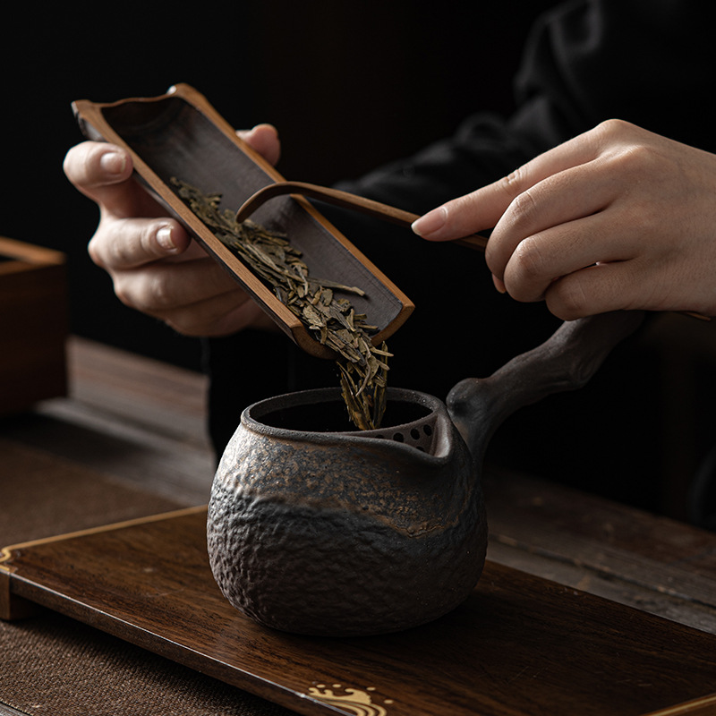 Lọ trà nướng tay cầm gỗ chết, trà đánh thức, trà ấm, trà hun khói, phụ kiện Bộ trà, trà đạo, Cốc pha trà gia dụng