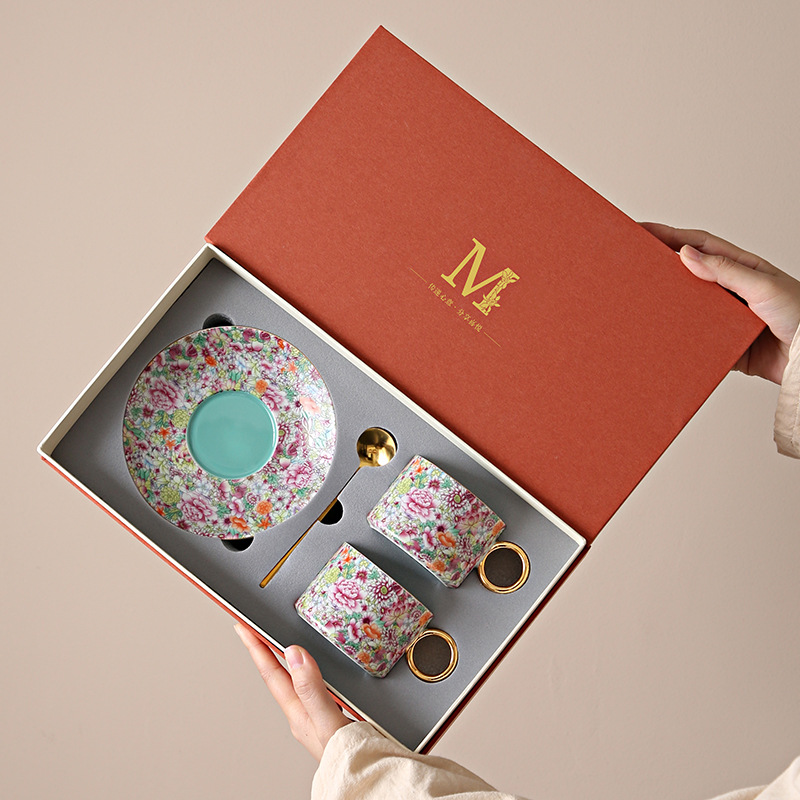 Cốc cà phê giá trị cao Hộp quà tinh tế cao cấp Cốc latte gốm sứ Bộ quà cưới cá nhân dành cho nữ