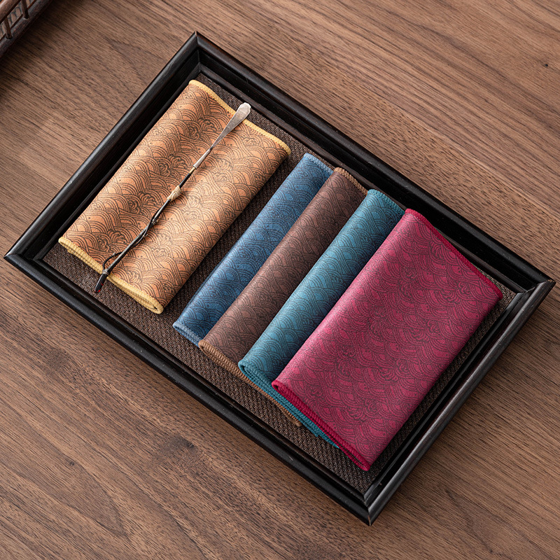 Khăn trà khăn trải bàn trà cao cấp thấm nước khăn trải bàn trà cao cấp dụng cụ trà Kung Fu kiểu Trung Quốc phụ kiện trà đạo khăn trải bàn trà