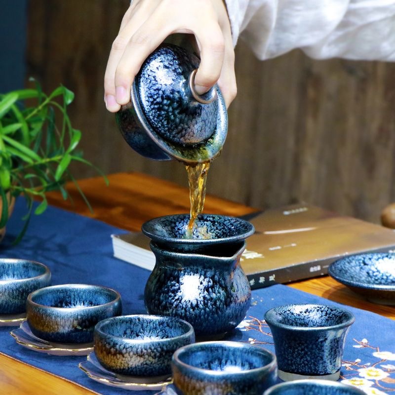 Bộ ấm trà Jianzhan cao cấp trọn bộ dụng cụ pha trà Kung Fu đơn giản cho phòng khách văn phòng gia đình cổ điển thủ công