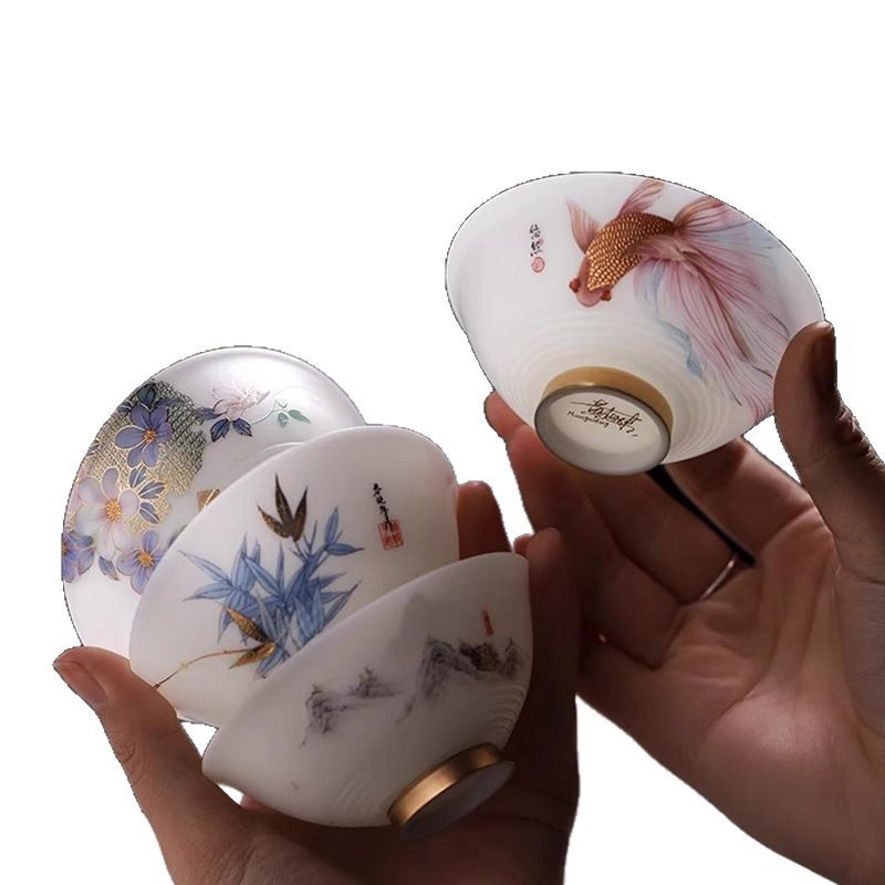 Master Huang Xudong Ice Jade Porcelain Master Cốc đơn Cốc trà sữa ngọc bích mỏng Cốc trà cá nhân cao cấp