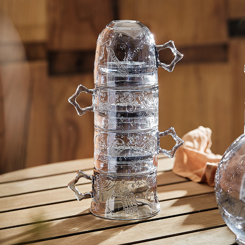 Bộ cốc nước thủy tinh cốc bầu trời đầy sao chung CASC Bộ cốc có thể xếp chồng sáng tạo có giá trị cao dành cho gia đình