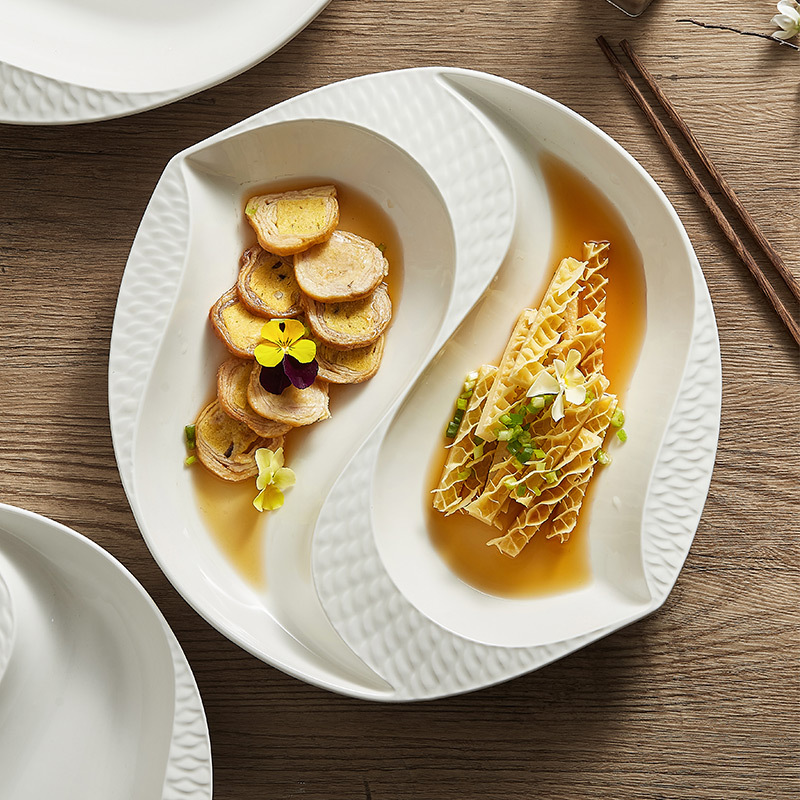 Đĩa gốm, đĩa đựng thức ăn gia dụng, bộ đồ ăn màu trắng không đều, sáng tạo, Quan Niệm nghệ thuật vịt quan, đĩa đựng thức ăn nguội