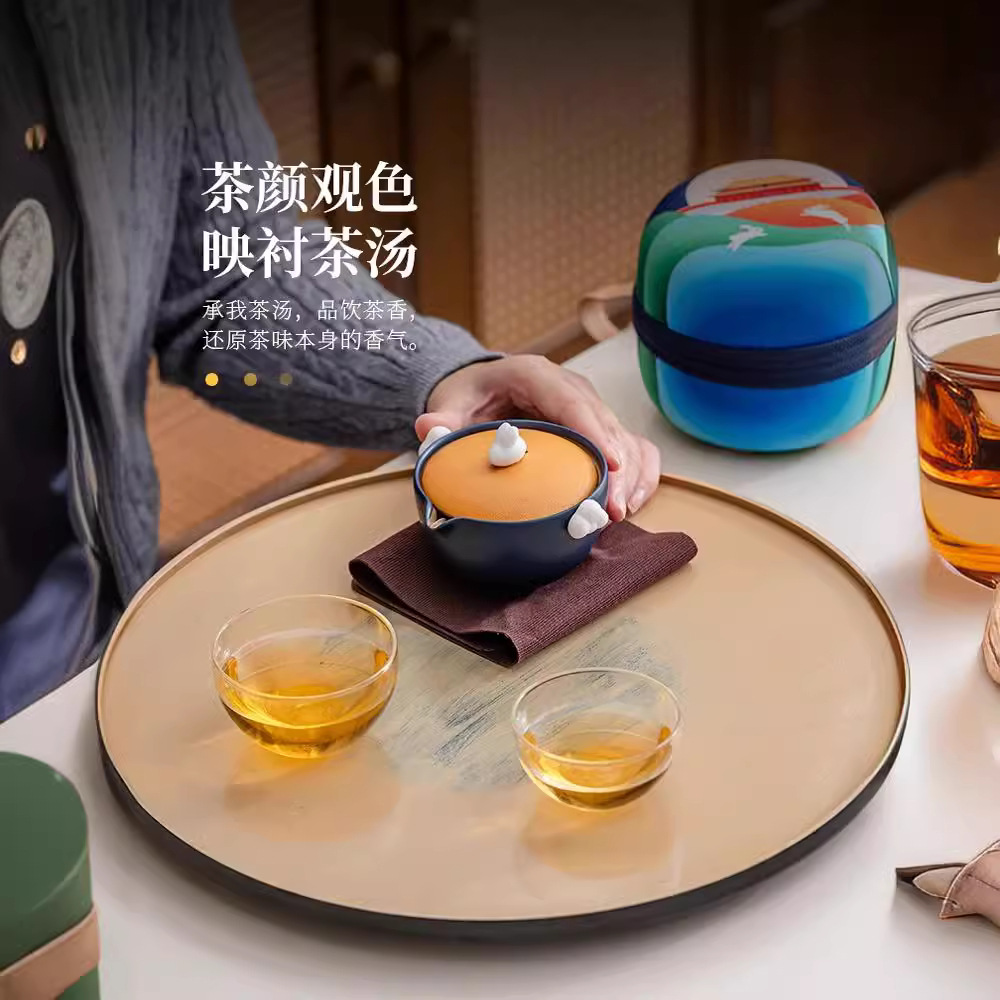 Bộ ấm trà du lịch văn hóa và sáng tạo Bảo tàng Cung điện Quốc gia Yutu, quà lưu niệm Tết Trung thu di động sang trọng cho bạn gái