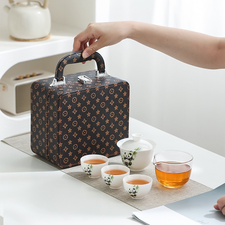 Bộ trà du lịch lưu trữ di động cốc khách nhanh một ấm bốn cốc công ty họp thường niên công ty quà tặng in LOGO