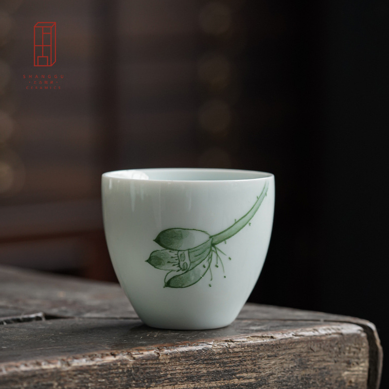 Bộ trà men ngọc vẽ tay, tách trà Kung Fu, tách trà, tách trà, tách chủ nhân cá nhân, tách trà gốm sứ