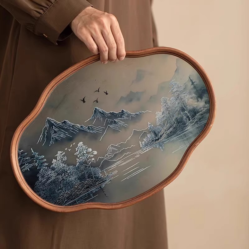 Khay pha khô thủy tinh thu hải đường bộ trà kungfu bàn pha trà loại nhỏ gia dụng phòng khách văn phòng trà khay trà