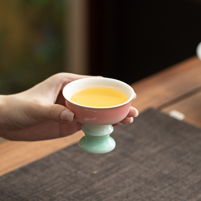 Chén trà đỏ tráng men bóng xanh Bộ trà Kung Fu gốm sứ gia dụng chuyên dụng cá nhân Cốc trà cốc chủ nhân Trung Quốc quà lưu niệm