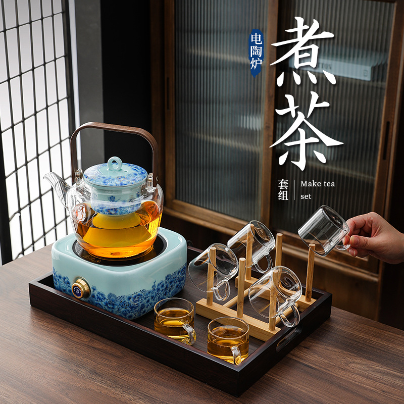 Dụng cụ pha trà bếp gốm sứ điện gia dụng bếp nấu trà trong nhà bộ ấm pha trà ấm đun nước cốc trà hộp quà