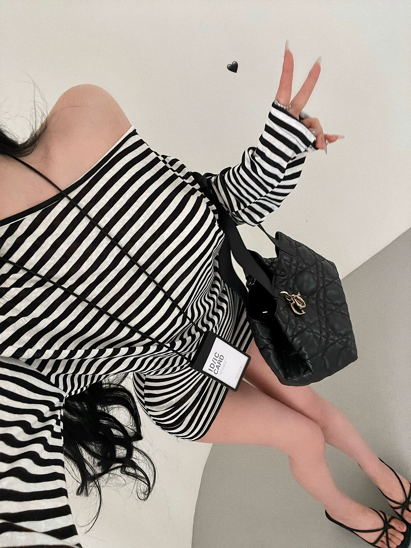 YoungGirlDay váy ngắn dáng suông, tay dài, sọc ngang, dáng suông, ôm sát eo, váy ngắn