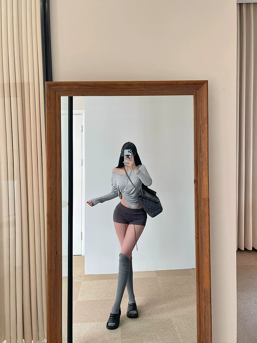 YoungGirlDay ngọt ngào và cá tính, cô gái gợi cảm, quần short thể thao lưng thấp có dây rút, lưng thun, màu trơn, quần short thể thao thông thường dành cho nữ