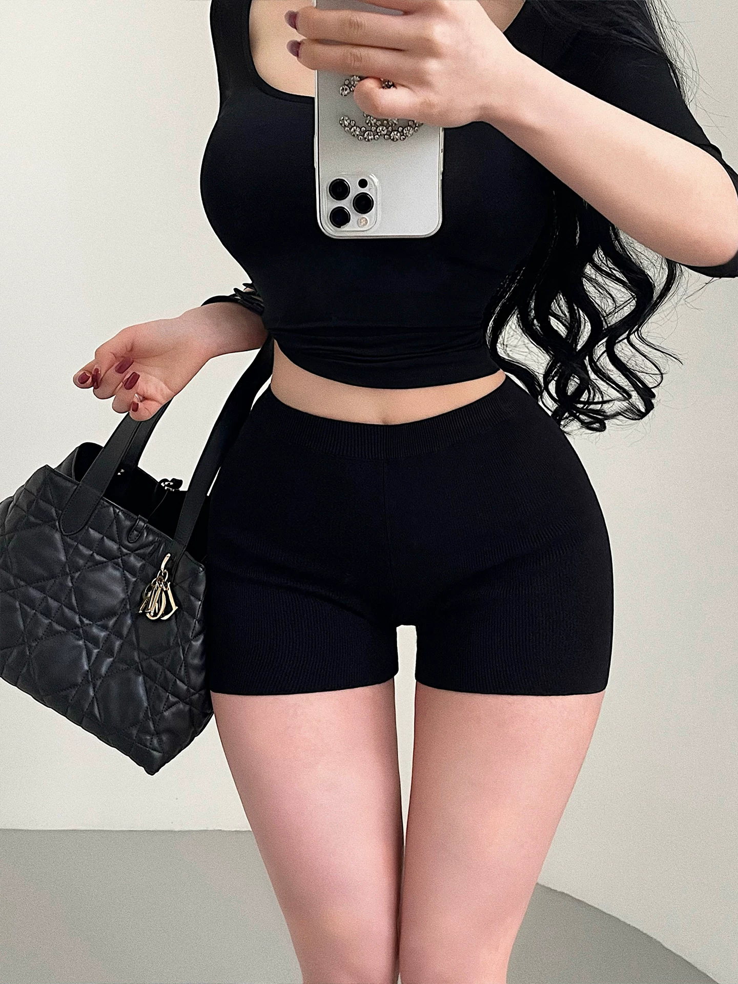 YoungGirlDay cô nàng nóng bỏng chân dài gợi cảm quần short thể thao cạp cao co giãn ôm sát hông gợi cảm quần short thể thao thông thường