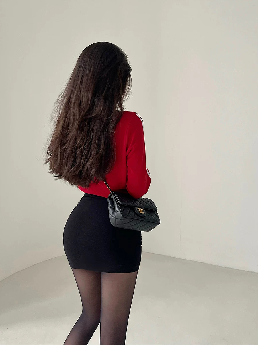 YoungGirlDay Những cô gái nóng bỏng gợi cảm châu Âu và Mỹ váy ngắn ôm sát eo cao gợi cảm, ôm sát eo, màu trơn, co giãn, ôm sát hông dành cho nữ