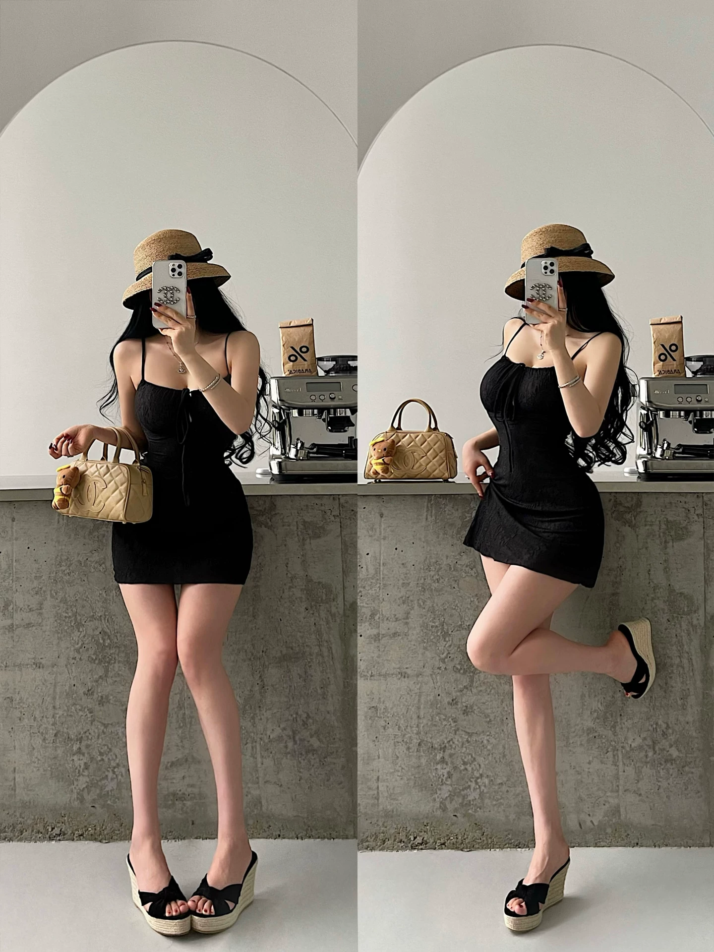 YoungGirlDay retro thuần khiết khao khát gợi cảm thắt nơ thắt eo thon gọn váy chữ A có dây đeo váy ngắn