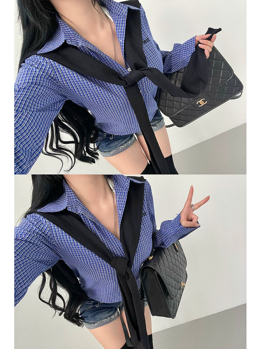 YoungGirlDay2024 phong cách mùa thu mới phong cách lười biếng thắt nút áo ghi lê màu trơn dệt kim khăn choàng áo khoác ngoài dành cho nữ