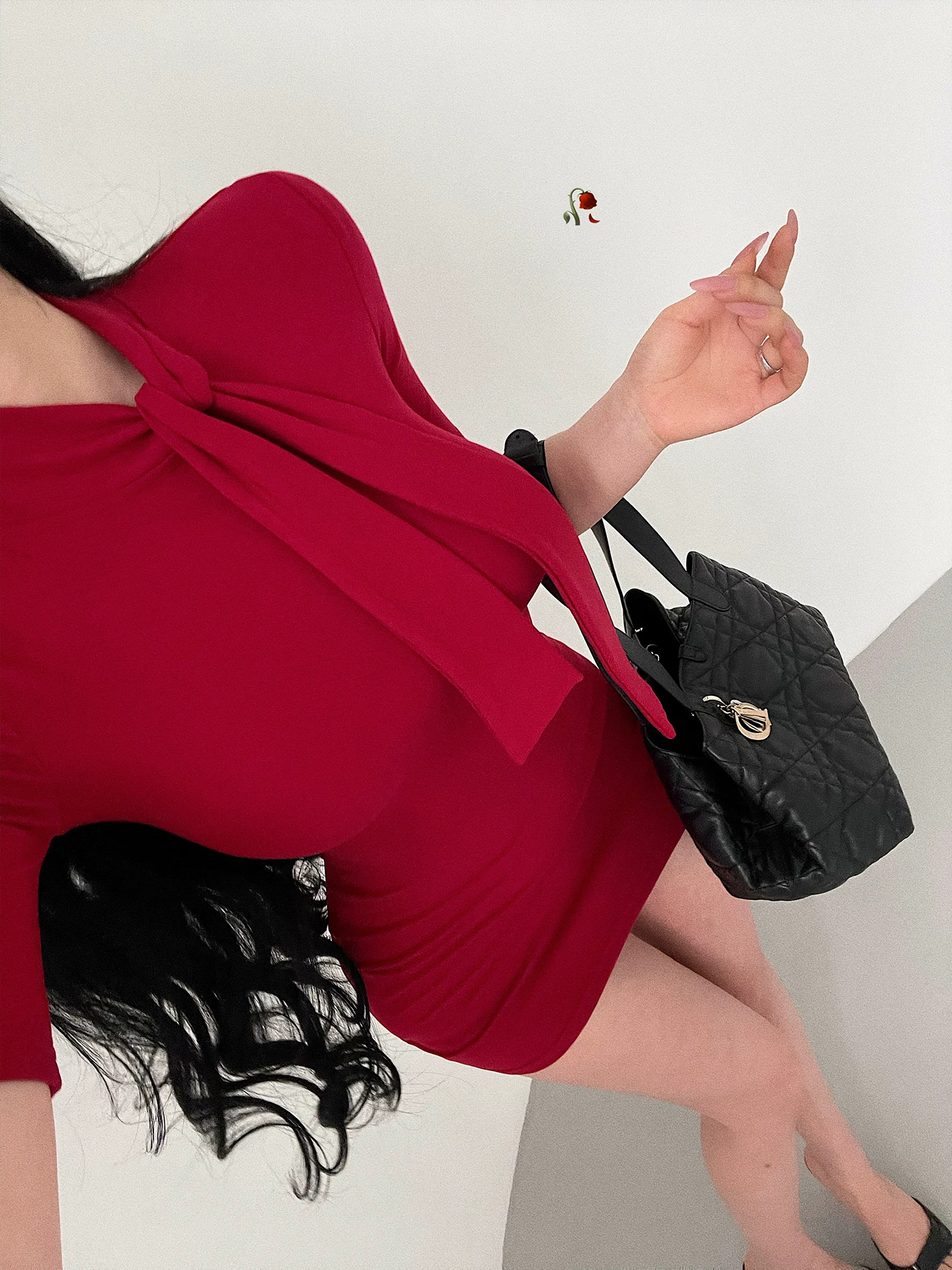 YoungGirlDay khao khát thuần khiết phong cách dịu dàng gợi cảm cổ cao thắt nơ cổ váy ngắn tay ôm sát váy ngắn