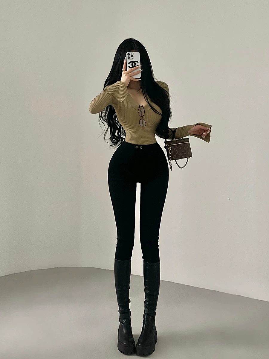 YoungGirlDay Quần cạp cao co giãn nâng hông kiểu Hàn Quốc giúp chân trông dài hơn và nâng cao vòng hông, quần jean skinny.