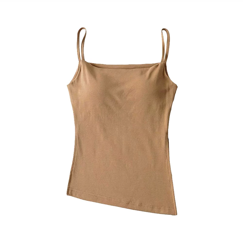 Áo camisole ôm sát gợi cảm, xẻ tà, có mút ngực, kiểu hè mới YoungGirlDay2025 dành cho các cô gái trẻ.
