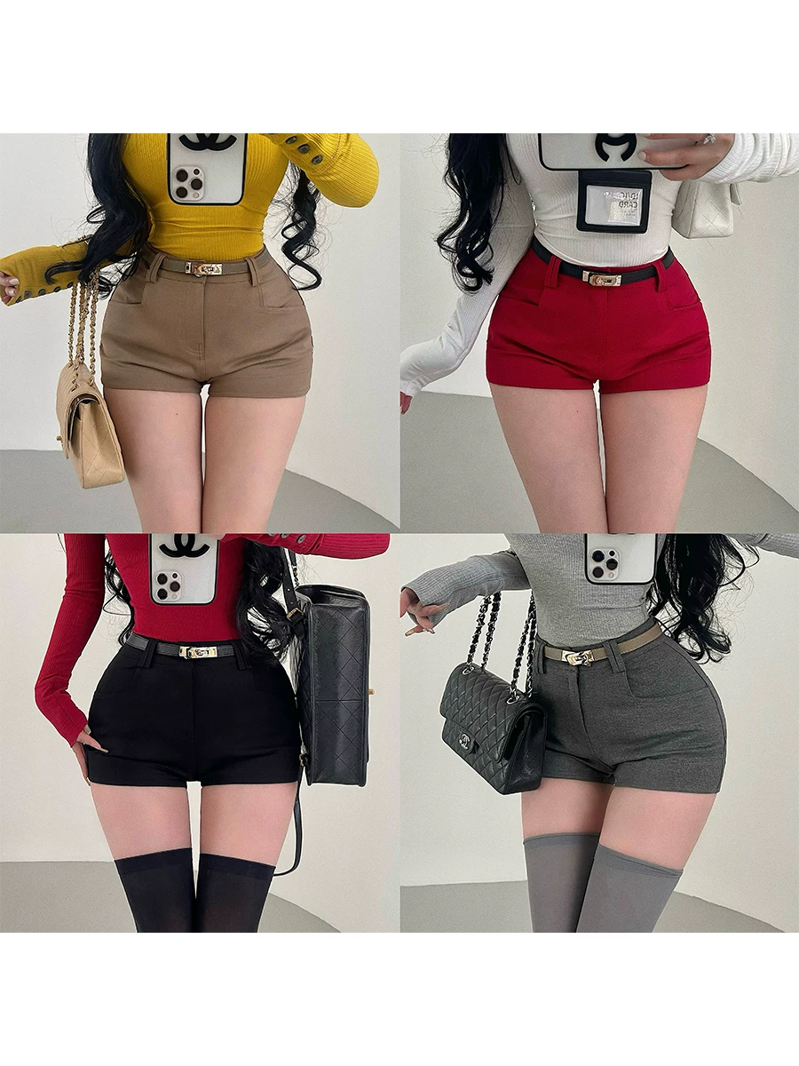 YoungGirlDay Quần short ôm sát eo cao gợi cảm kiểu Hàn Quốc giúp chân trông dài hơn, quần short thường ngày có thắt lưng.