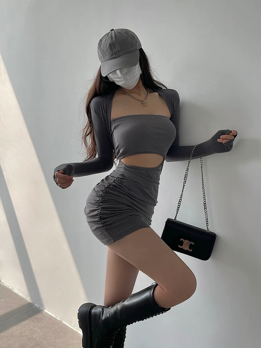 YoungGirlDay thời trang hot girl gợi cảm áo khoác cardigan dài tay màu trơn ôm sát áo khoác chống nắng