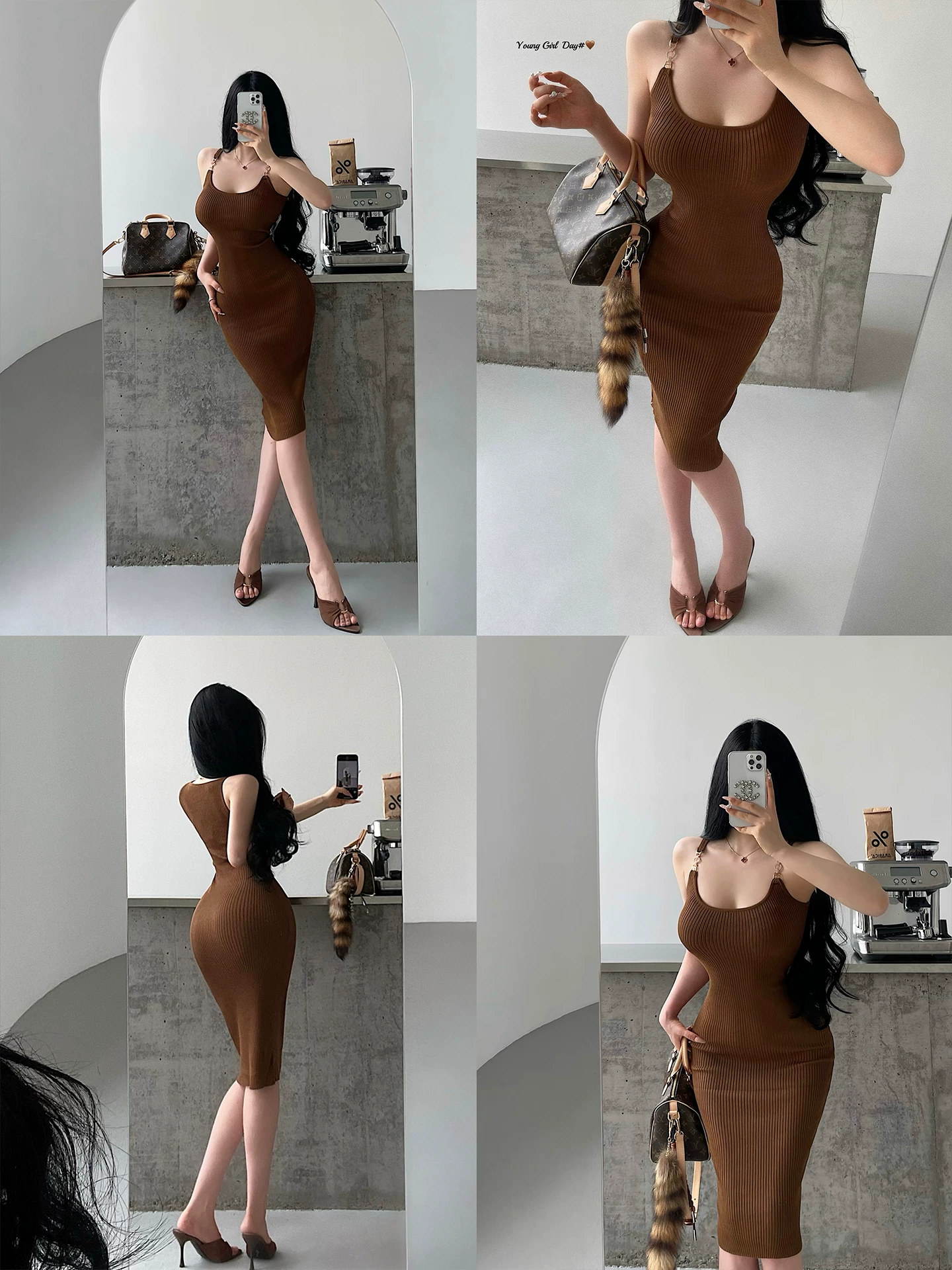 Váy liền thân ôm sát body, chất liệu dệt kim, dây spaghetti, dài ngang đùi, tôn dáng thon gọn, gợi cảm, phong cách YoungGirlDay, dành cho những cô gái trẻ đầy khao khát.