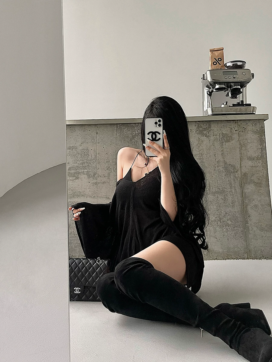 YoungGirlDay Pure Desire Không khí thư thái Cổ chữ V dáng rộng Giảm béo tay áo cánh dơi Áo choàng dệt kim hàng đầu