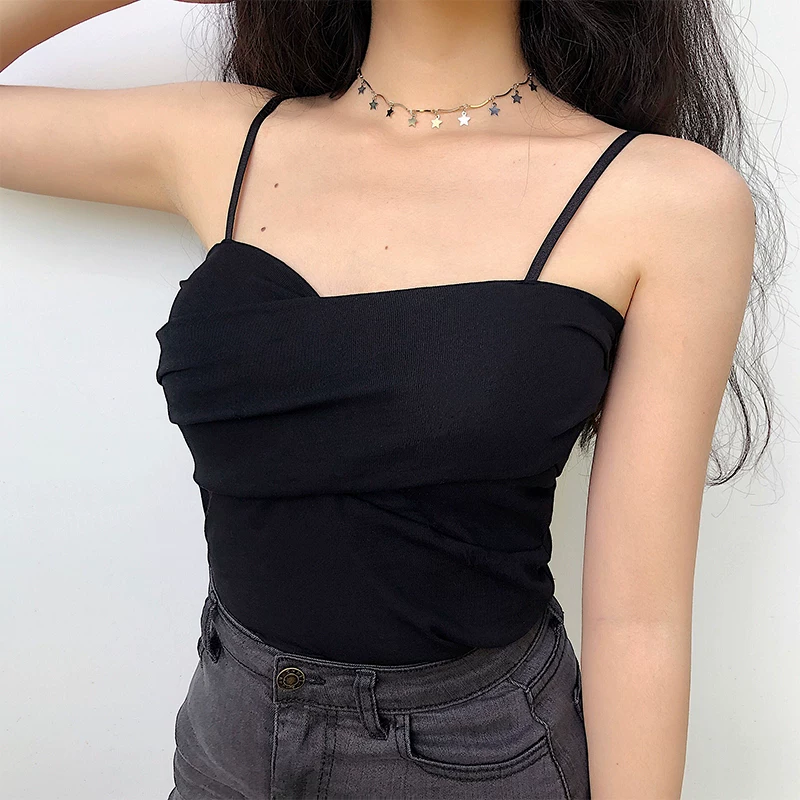 YoungGirlDay áo yếm ngắn có dây đeo chéo xếp ly gợi cảm, ôm sát cơ thể, có miếng đệm ngực