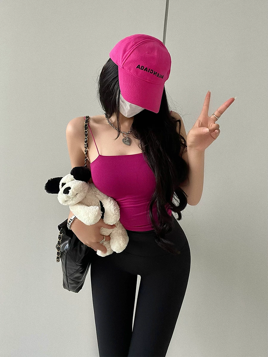 YoungGirlDay phong cách hot girl gợi cảm ôm sát vai mỏng có dây đeo vai xếp ly ngắn crop top áo ống ngắn