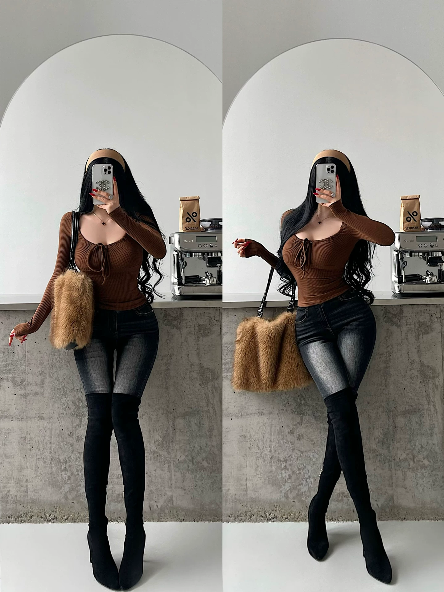 YoungGirlDay Quần cạp cao kiểu Hàn Quốc, nâng mông, thon gọn, eo co giãn, quần skinny, quần jean denim đã qua xử lý.