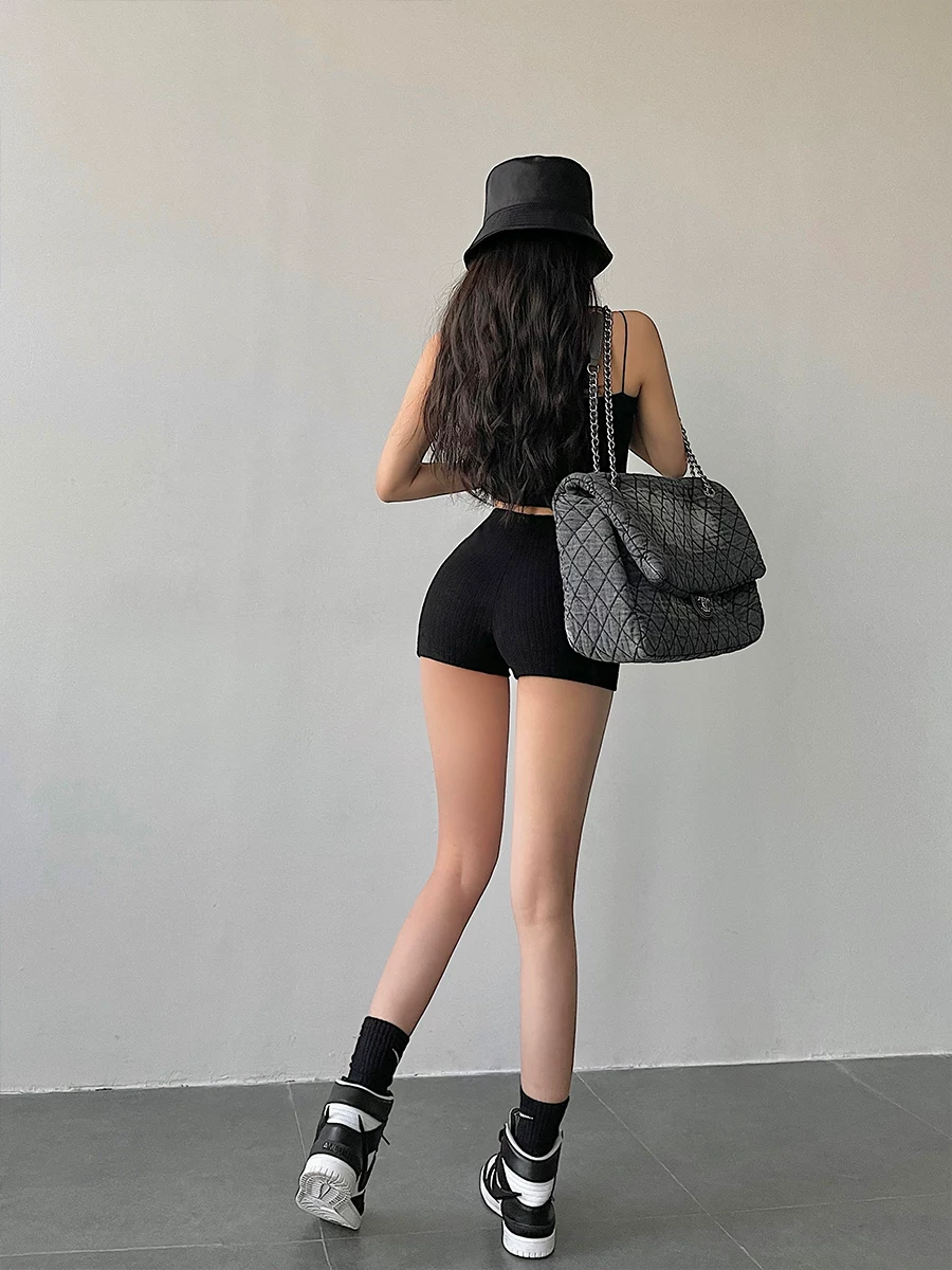 YoungGirlDay Quần short thể thao dệt kim màu trơn ôm sát hông phong cách Âu Mỹ phong cách Âu Mỹ quần short thể thao thông thường