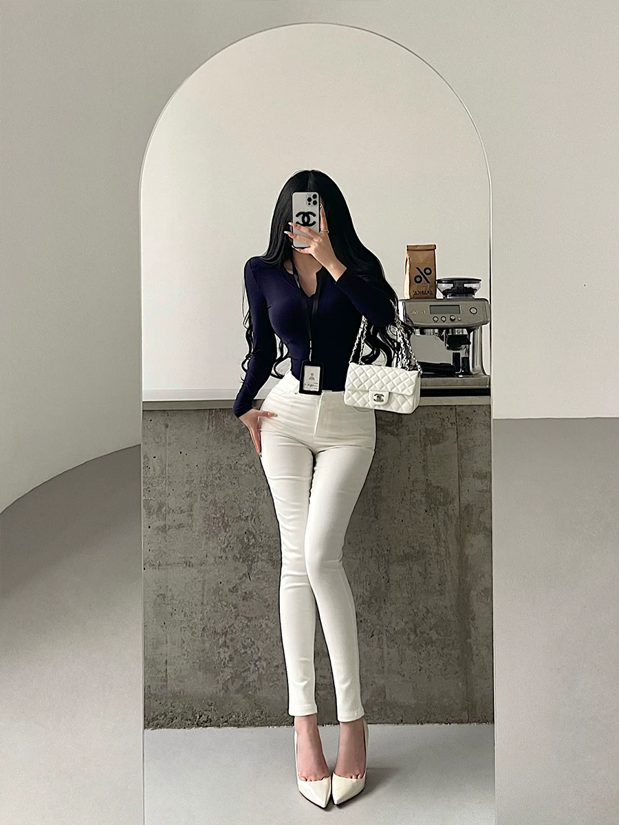 YoungGirlDay Quần skinny kiểu dáng Hàn Quốc nhẹ nhàng trưởng thành thuần khiết gợi cảm, cạp cao, co giãn, nâng mông, dành cho nữ.