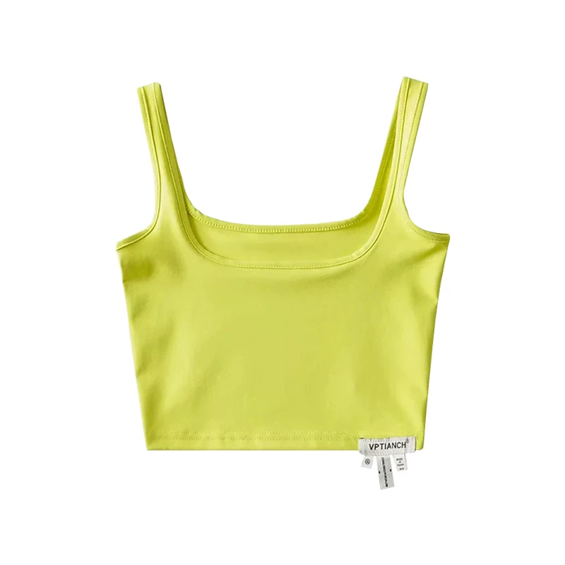 YoungGirlDay phong cách hot girl gợi cảm bó sát giúp thon gọn áo crop top ngắn màu trơn cổ vuông áo hai dây