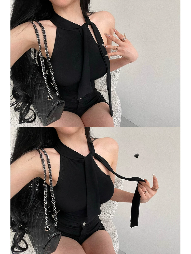 YoungGirlDay khao khát thuần khiết hot girl gợi cảm ôm sát nơ thắt nơ áo ba lỗ không tay hợp thời trang