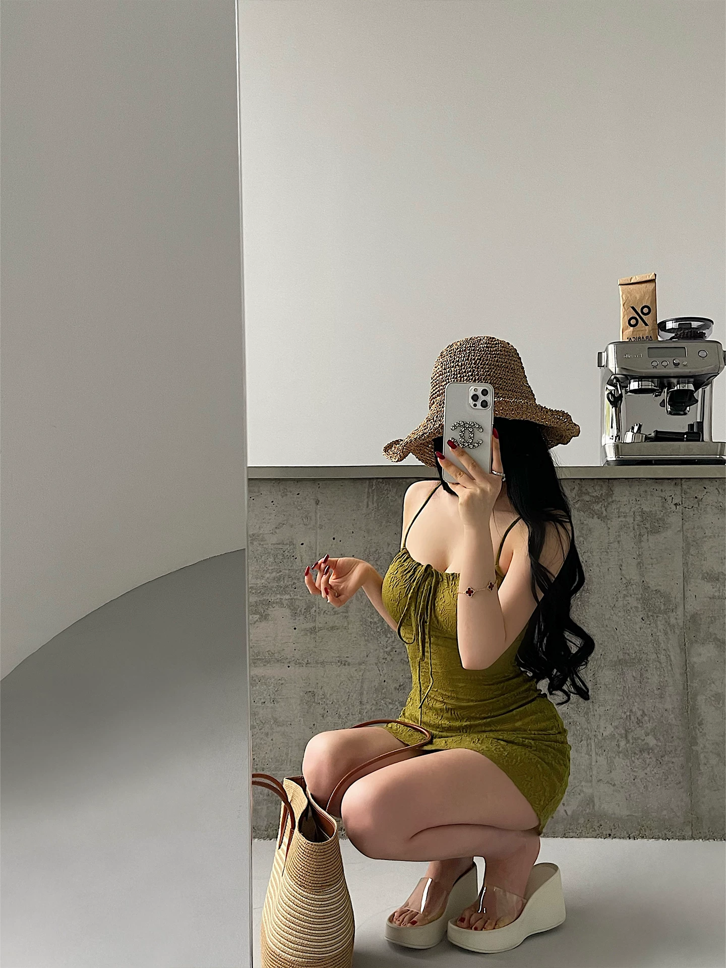 YoungGirlDay retro thuần khiết khao khát gợi cảm thắt nơ thắt eo thon gọn váy chữ A có dây đeo váy ngắn
