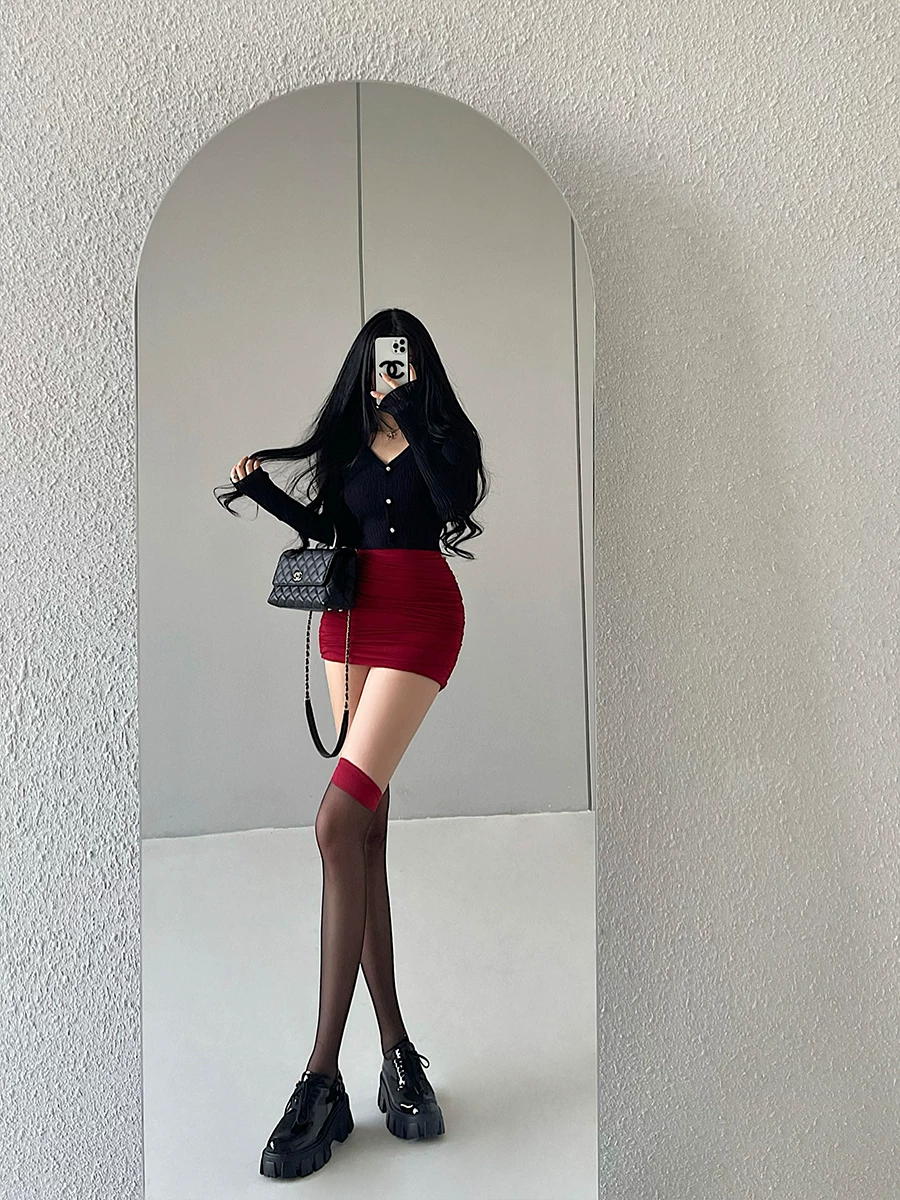 YoungGirlDay Pure Desire Cổ chữ V Slim Fit Áo len dệt kim ngắn tay dài Áo khoác chống nắng siêu mỏng