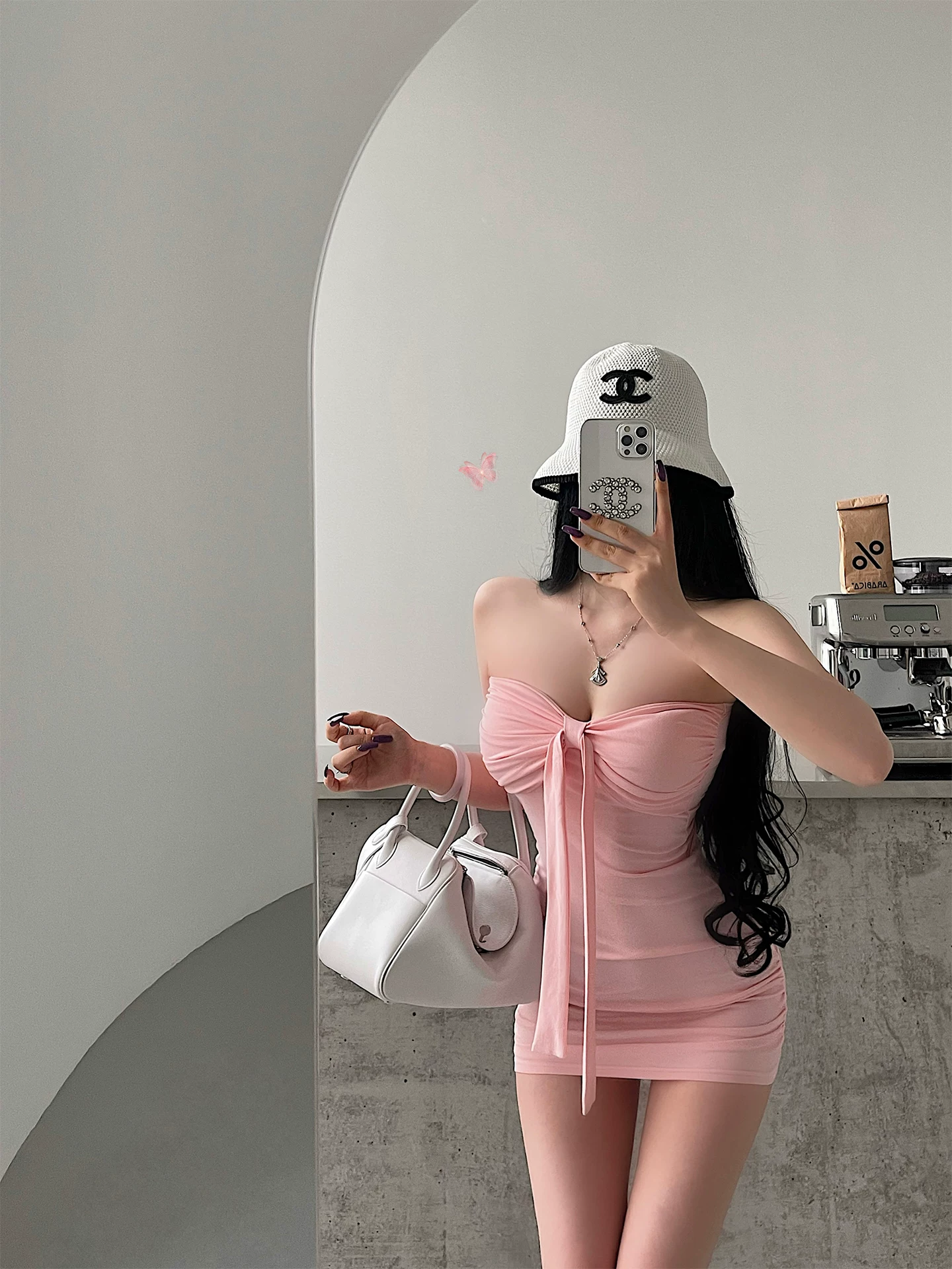 YoungGirlDay khao khát thuần khiết hot girl gợi cảm thắt nơ eo xếp nếp váy bodycon không dây váy ngắn