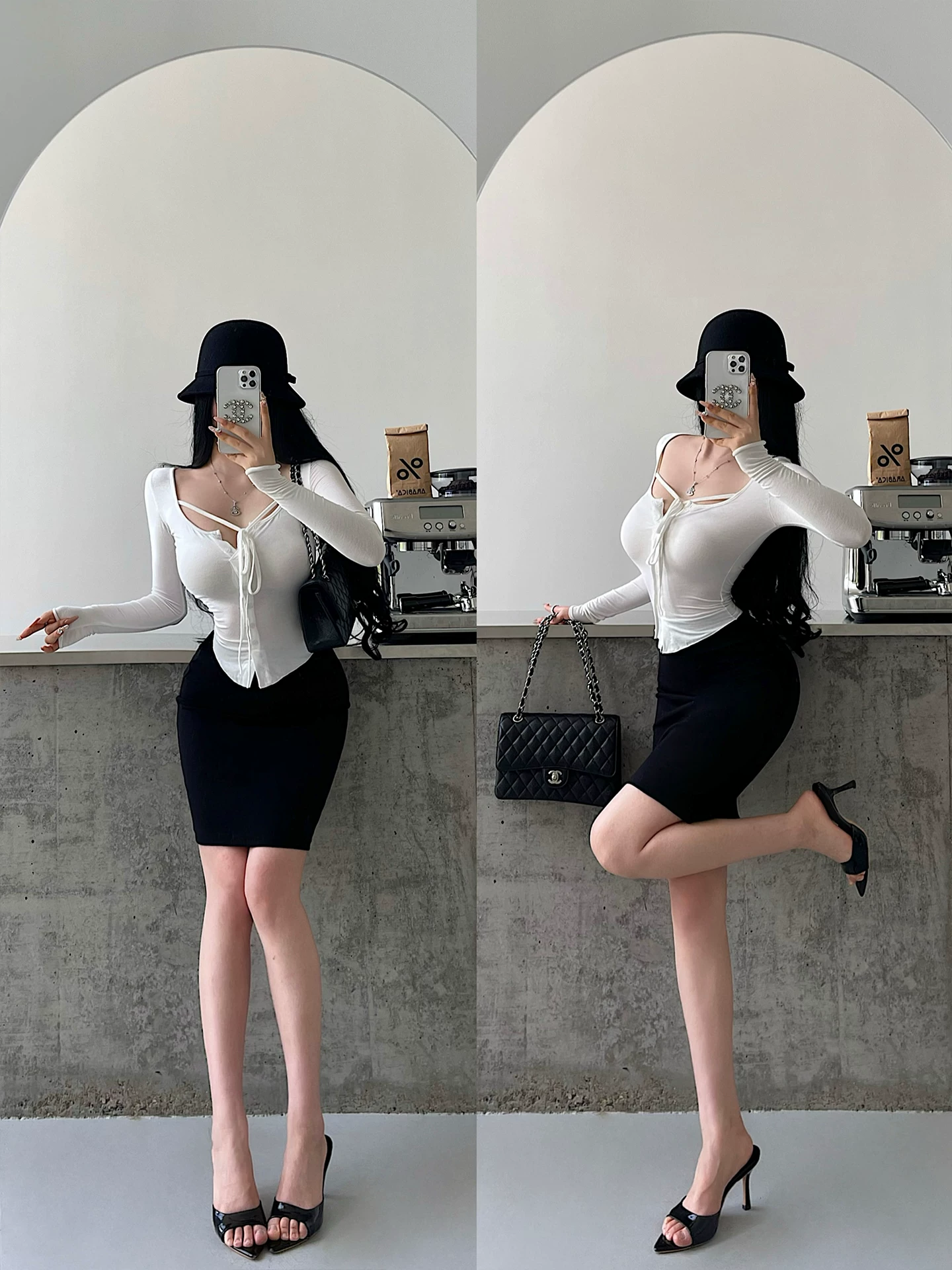 YoungGirlDay Váy ôm sát co giãn dài vừa phải, kiểu dáng Hàn Quốc, gợi cảm, quyến rũ, cạp cao, ôm sát cơ thể.