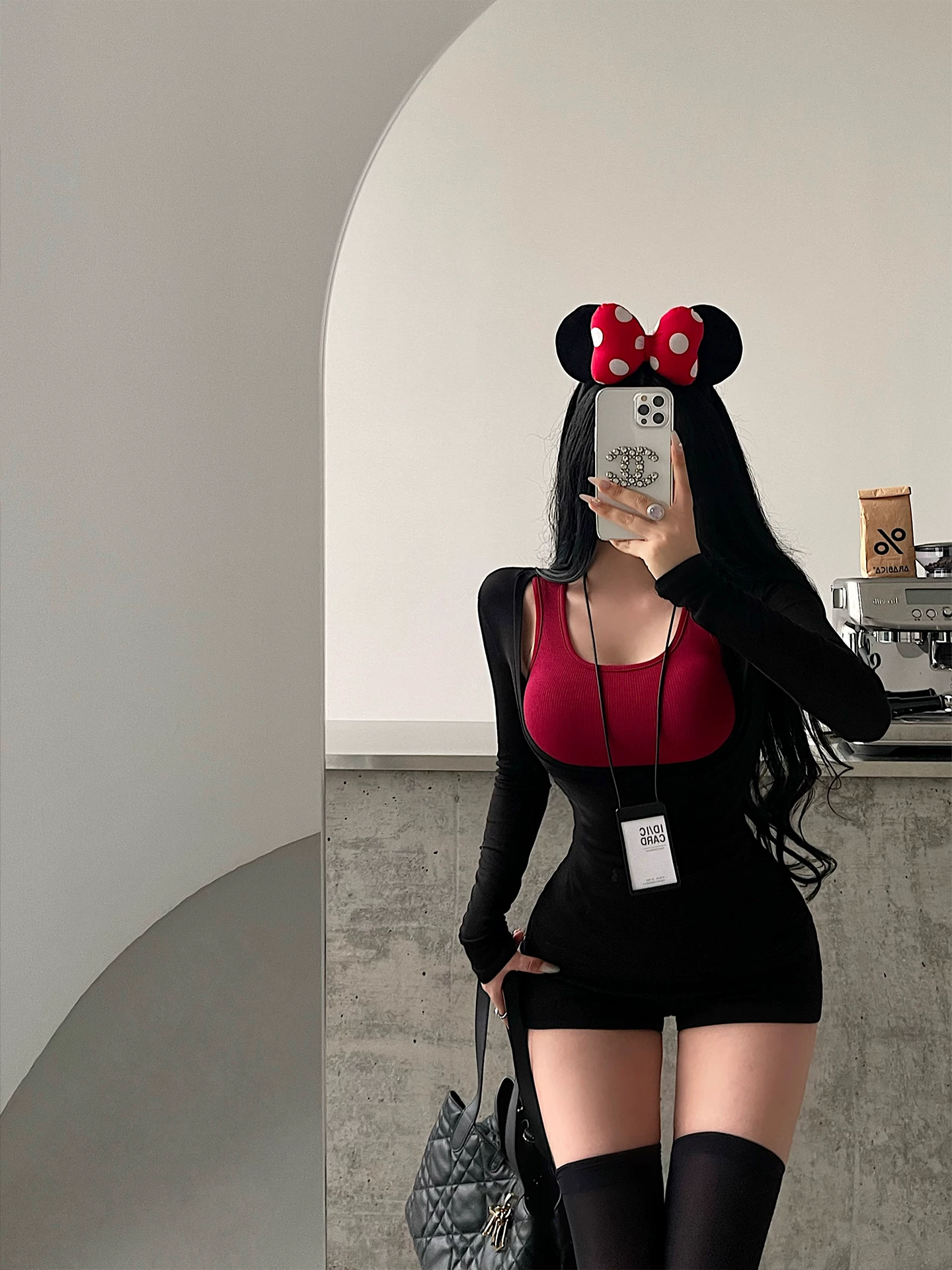 YoungGirlDay pure Desire hot girl sexy áo yếm co giãn dài tay mỏng hơi xuyên thấu bộ đồ che nắng chống nắng