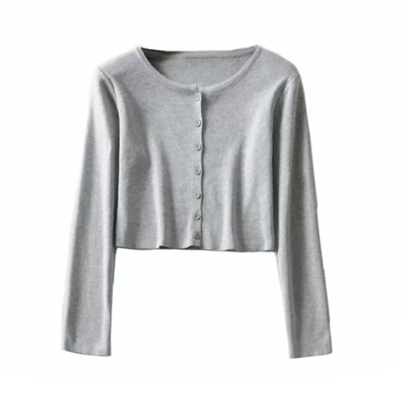 YoungGirlDay Kendall Jenner phong cách Âu Mỹ Áo cardigan dệt kim ngắn tay dài vừa vặn kiểu Âu Mỹ