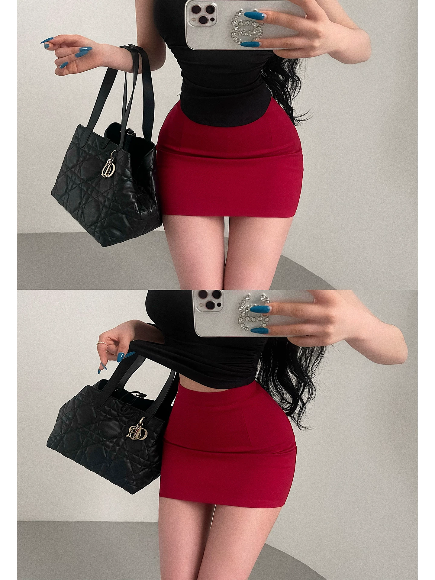 YoungGirlDay Phong cách Hàn Quốc thuần khiết gợi cảm OL váy ngắn ôm sát eo cao tôn dáng thon gọn chống lộ hàng.