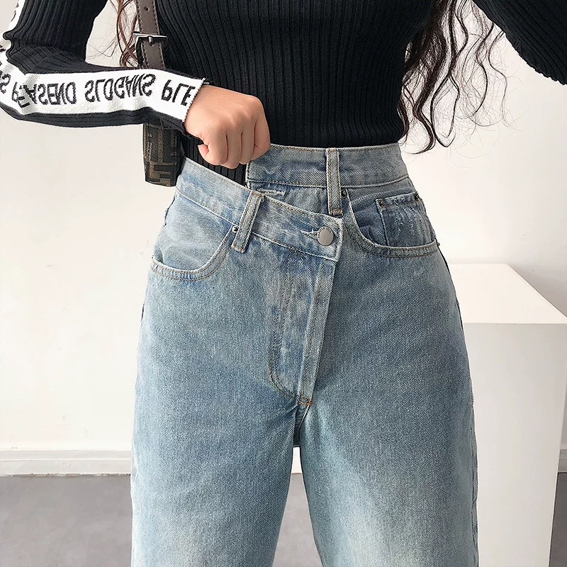YoungGirlDay Phong cách đường phố châu Âu và Mỹ Hyuna quần jean ống rộng dáng suông, dáng rộng, giúp thon gọn vóc dáng.