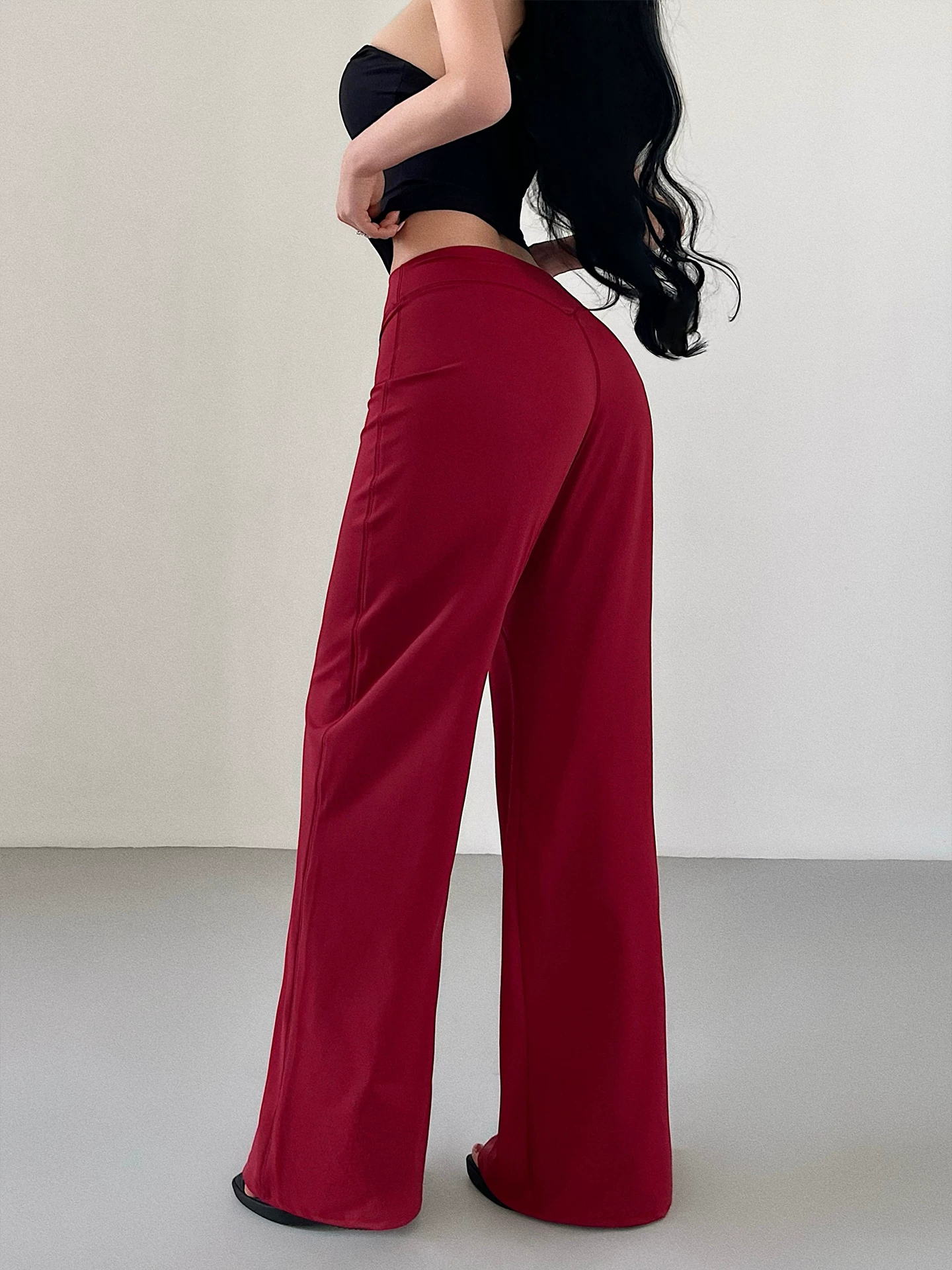 YoungGirlDay Kardashian quần dài ống rộng cạp cao dáng rộng thể thao thông thường dành cho nữ giới Quần dài đến sàn